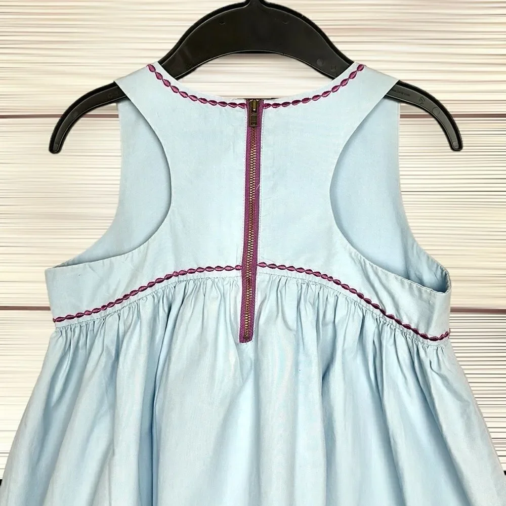 Hanna Andersson Sleeveless Blue Dress Cotton A-line Knee Length Size 8 130 cm
